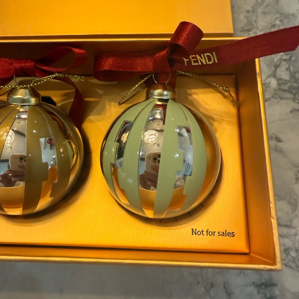 Rare!! Fendi Xmas Ornaments Set Of 3 in Fendi box New! - Picture 4 of 5
